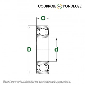 Le modèle de Roulement à billes SKF (1 rangée) 607-2Z - 7x19x6 - 607-2Z-SKF