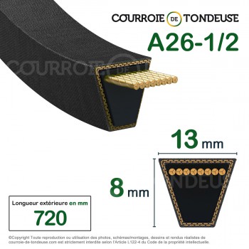 Le modèle de Courroie type trapézoïdale lisse A26-1/2 - A26.5-OPTIBELT