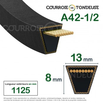 Le modèle de Courroie type trapézoïdale lisse A42-1/2 - A42.5-OPTIBELT