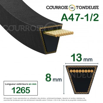 Le modèle de Courroie type trapézoïdale lisse A47-1/2 - A47.5-OPTIBELT