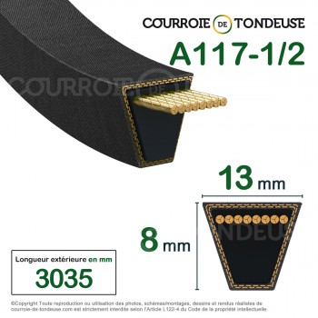 Le modèle de Courroie type trapézoïdale lisse A117-1/2 - A117.5