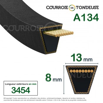 Le modèle de Courroie type trapézoïdale lisse A134 - A134-CONTITECH