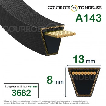 Le modèle de Courroie type trapézoïdale lisse A143 - A143-TEXROPE