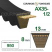 Le modèle de Courroie type trapézoïdale crantée AX35-1/2 - AX35.5-OPTIBELT