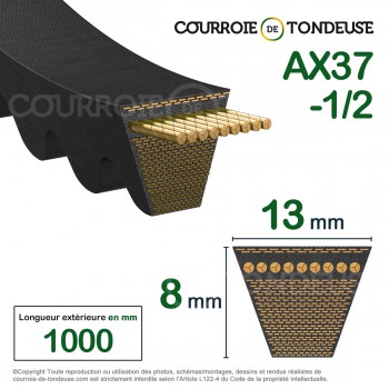 Le modèle de Courroie type trapézoïdale crantée AX37-1/2 - AX37.5-OPTIBELT