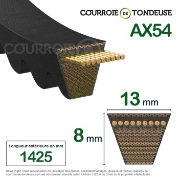 Le modèle de Courroie type trapézoïdale crantée AX54 - AX54-OPTIBELT