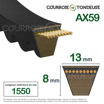 Le modèle de Courroie type trapézoïdale crantée AX59 - AX59-OPTIBELT