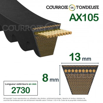 Le modèle de Courroie type trapézoïdale crantée AX105 - AX105-MEGADYNE