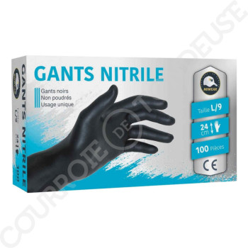 Le modèle de Gants jetables ambidextres nitrile 240mm noir T9 - GANTJETABLES-1
