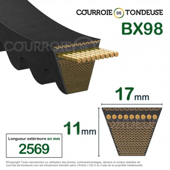 Le modèle de Courroie type trapézoïdale crantée BX98 - BX98-OPTIBELT