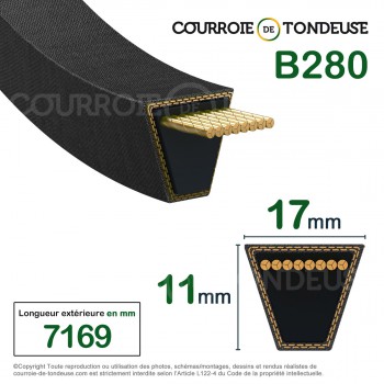 Le modèle de Courroie type trapézoïdale lisse B280 - B280-OPTIBELT