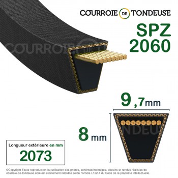 Le modèle de Courroie type trapézoïdale lisse SPZ2060 - SPZ2060-TEXROPE