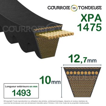 Le modèle de Courroie trapézoïdale crantée XPA1475 - XPA1475