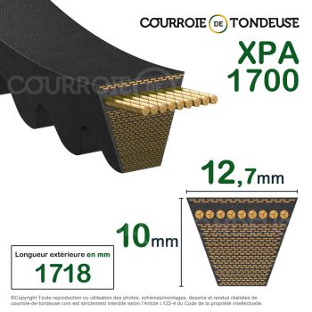 Le modèle de Courroie trapézoïdale crantée XPA1700 - XPA1700-OPTIBELT