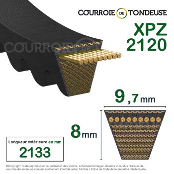 Le modèle de Courroie type trapézoïdale crantée XPZ2120 - XPZ2120-OPTIBELT