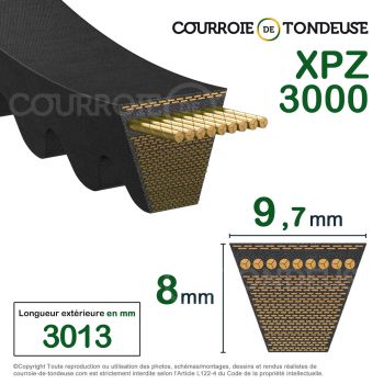 Le modèle de Courroie type trapézoïdale crantée XPZ3000 - XPZ3000-OPTIBELT