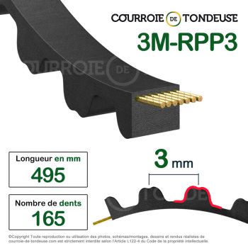 Le modèle de Courroie dentée simple 495-3M15 - 495-3M15