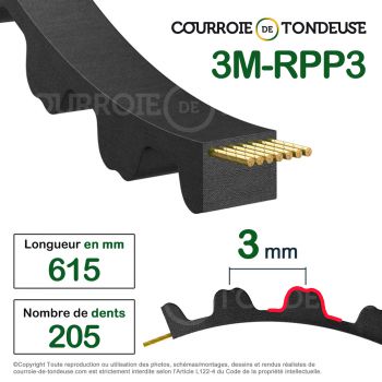 Le modèle de Courroie dentée simple 615-3M6 - 615-3M6