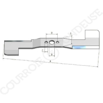 Le modèle de Lame de tondeuse Iseki 425 x 14,5 mm - 8595-306-061-00 - FGP012869