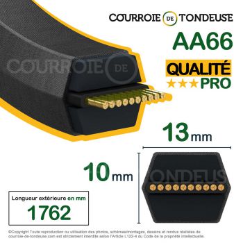 Le modèle de Courroie de tondeuse hexagonale AA66 qualité pro - AA66T-HQ